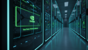 Primer plano de un servidor de IA con arquitectura NVIDIA Vera Rubin VR200
