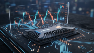 Unidad SSD M.2 de alto rendimiento sobre placa base futurista