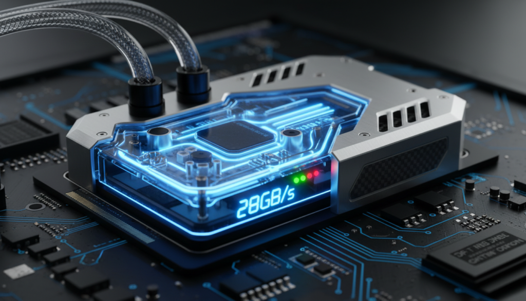 SSD PCIe 6.0 con refrigeración líquida y velocidad de 28 GB/s