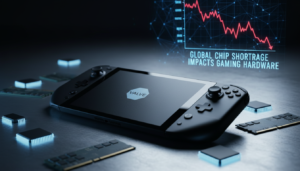 Consola Steam Deck rodeada de módulos de memoria en un entorno de crisis de hardware