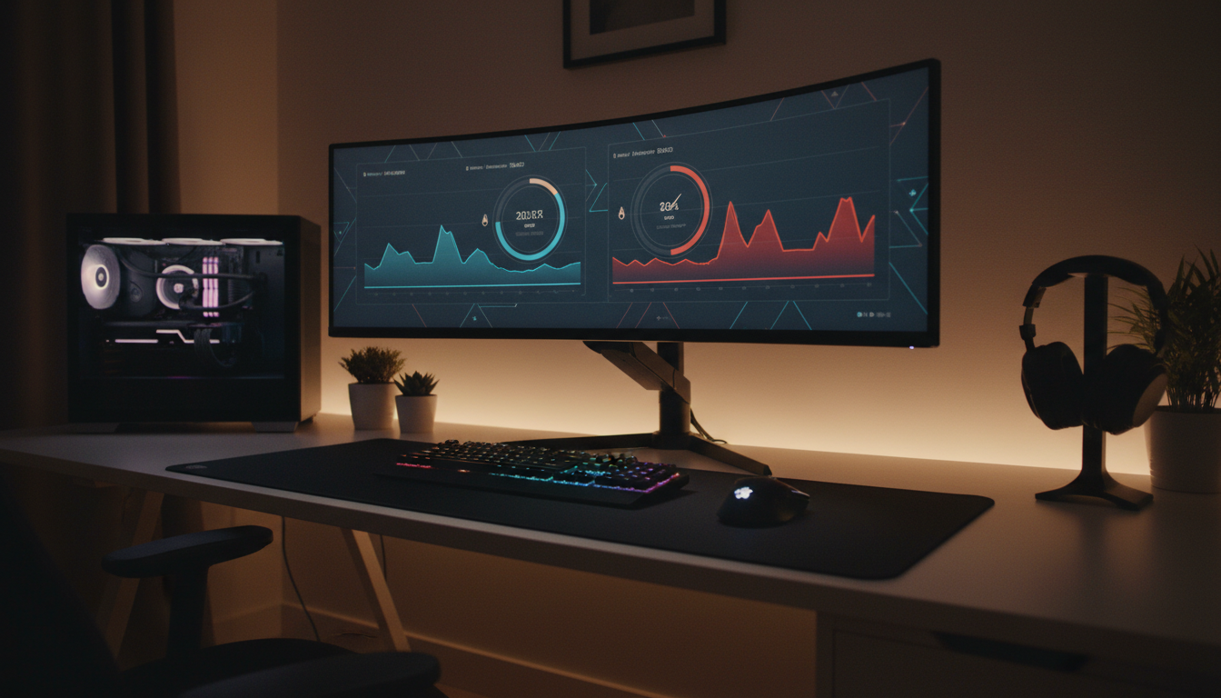 Software de monitorización mostrando temperatura y velocidad de un SSD NVMe