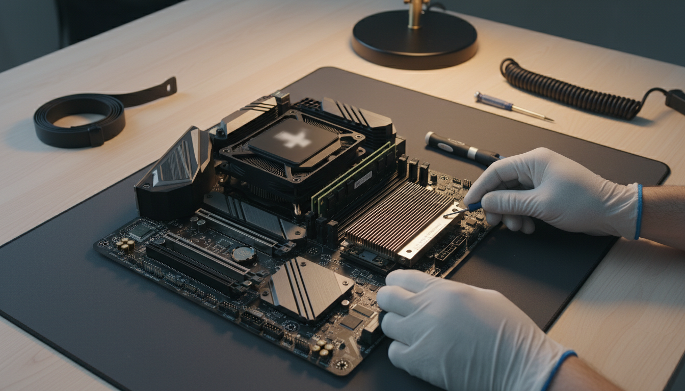 Instalación de un SSD NVMe con disipador en una placa base ATX