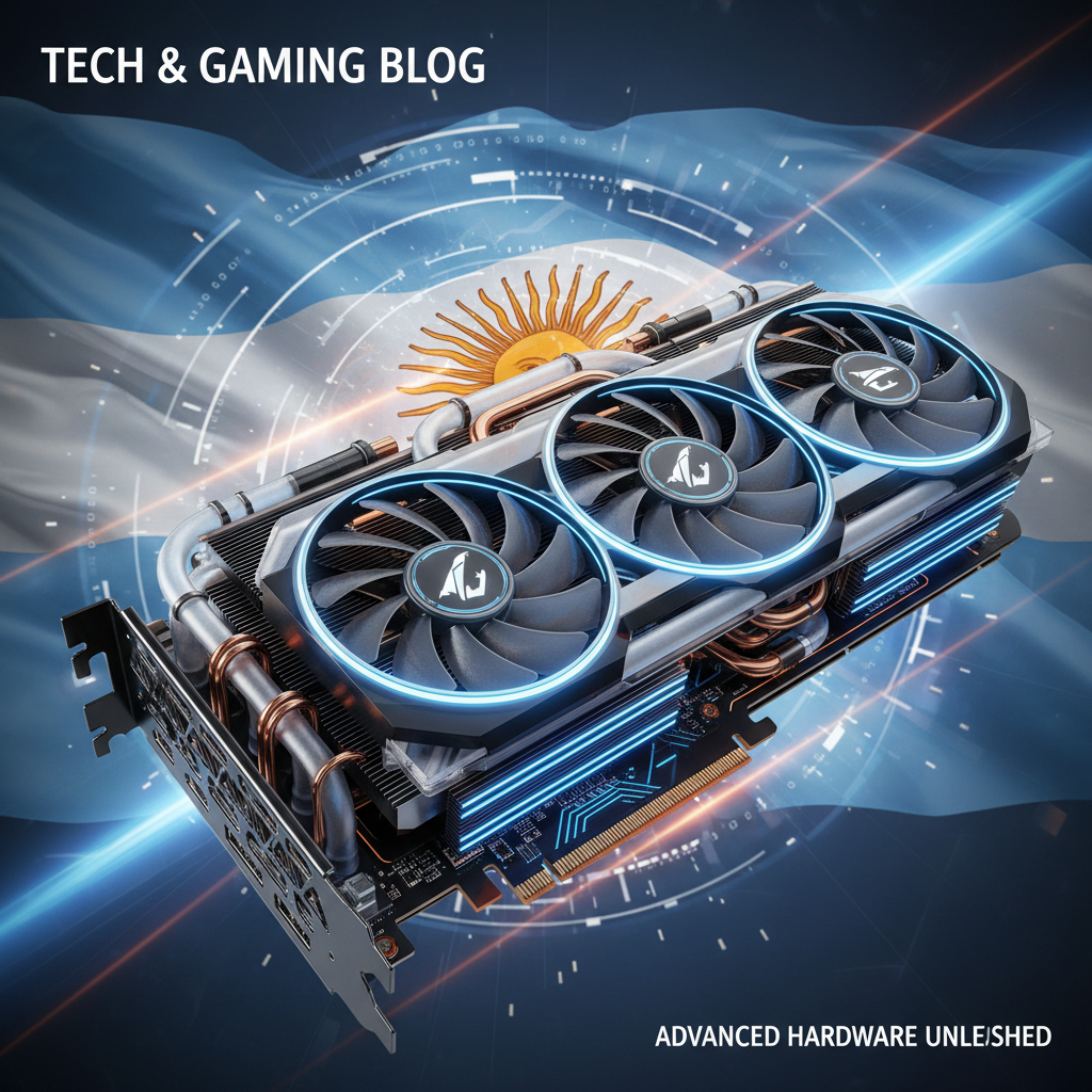 Tarjeta gráfica de alta gama futurista con luces LED, diseño elegante y componentes avanzados, representando las mejores opciones precio/calidad de 2026.