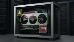 Tarjeta gráfica Nvidia con señal de advertencia por error de driver