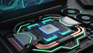 Chip de GPU Nvidia RTX 5070 Mobile con módulos de memoria GDDR7