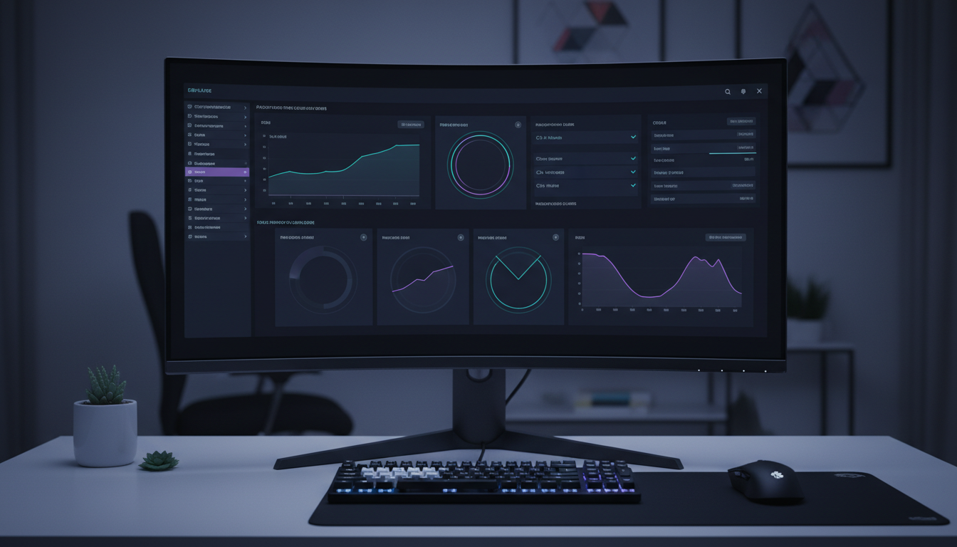 Panel de control de tarjeta gráfica abierto en un monitor gaming