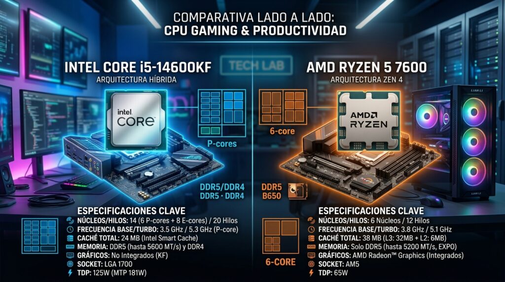 Comparativa entre 14600KF vs 7600.