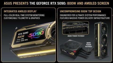 Asus presenta la GeForce RTX 5090: 800W y pantalla AMOLED
