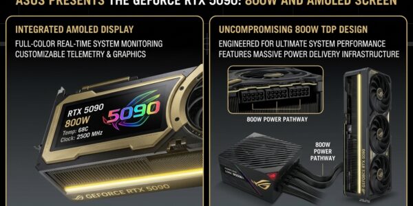Asus presenta la GeForce RTX 5090: 800W y pantalla AMOLED