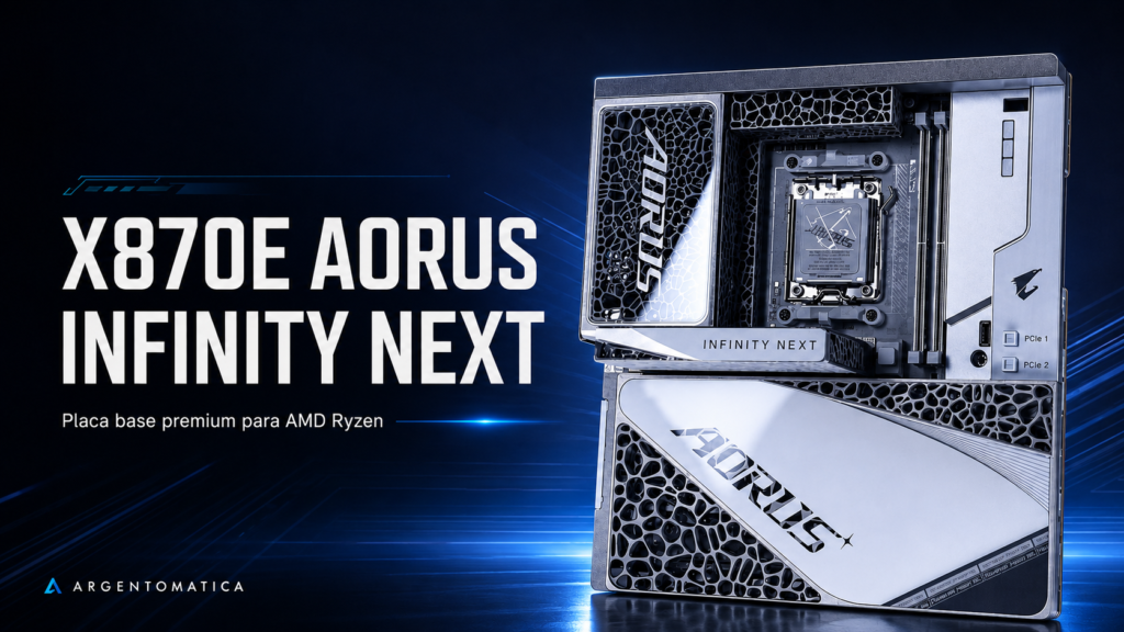 GIGABYTE X870E Aorus Infinity Next con disipadores avanzados y diseño Gyroid