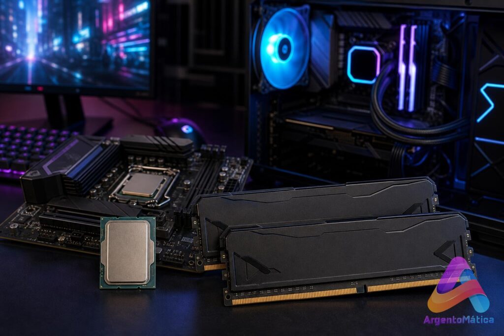 Configuración de PC gaming con Raptor Lake DDR4 y memoria DDR4.