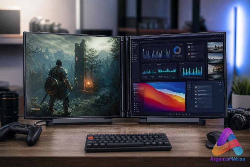 Monitor portátil dual JSAUX FlipGo Horizon Pro