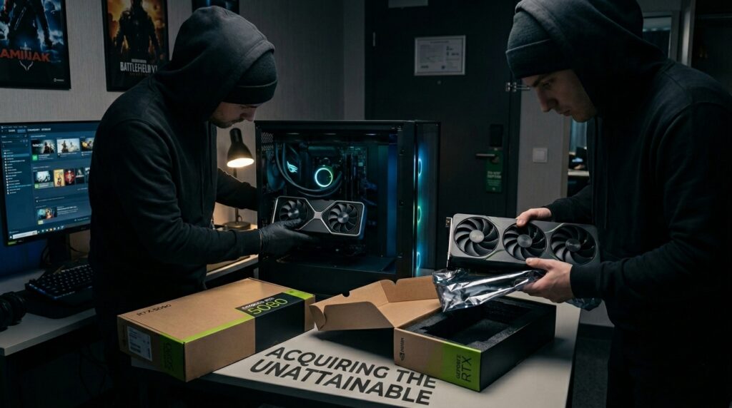 Habitación de hotel gaming con GPUs RTX 5080 RTX 3060
