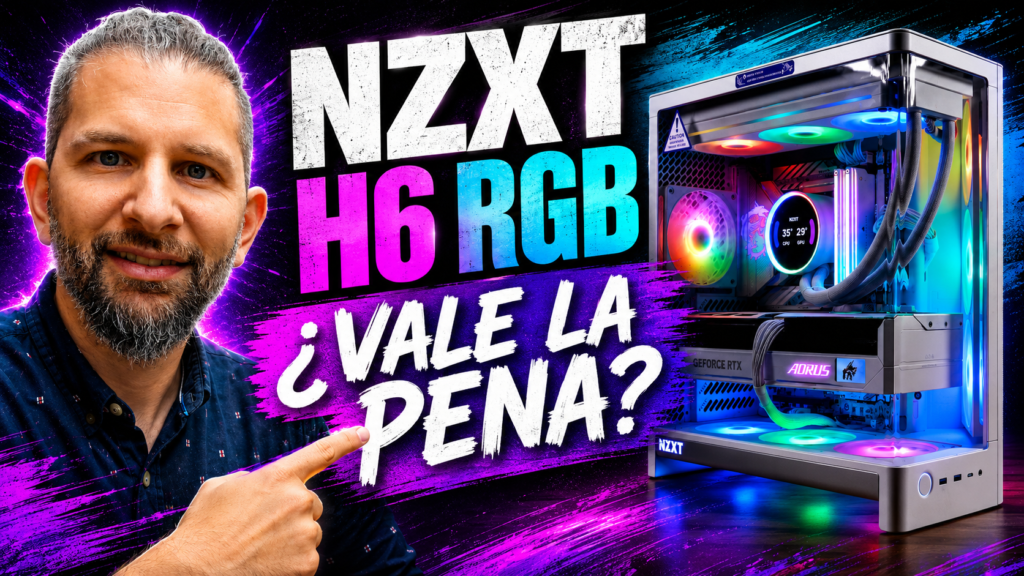NZXT H6 RGB+ gabinete Mid Tower con vidrio curvo y ventiladores RGB